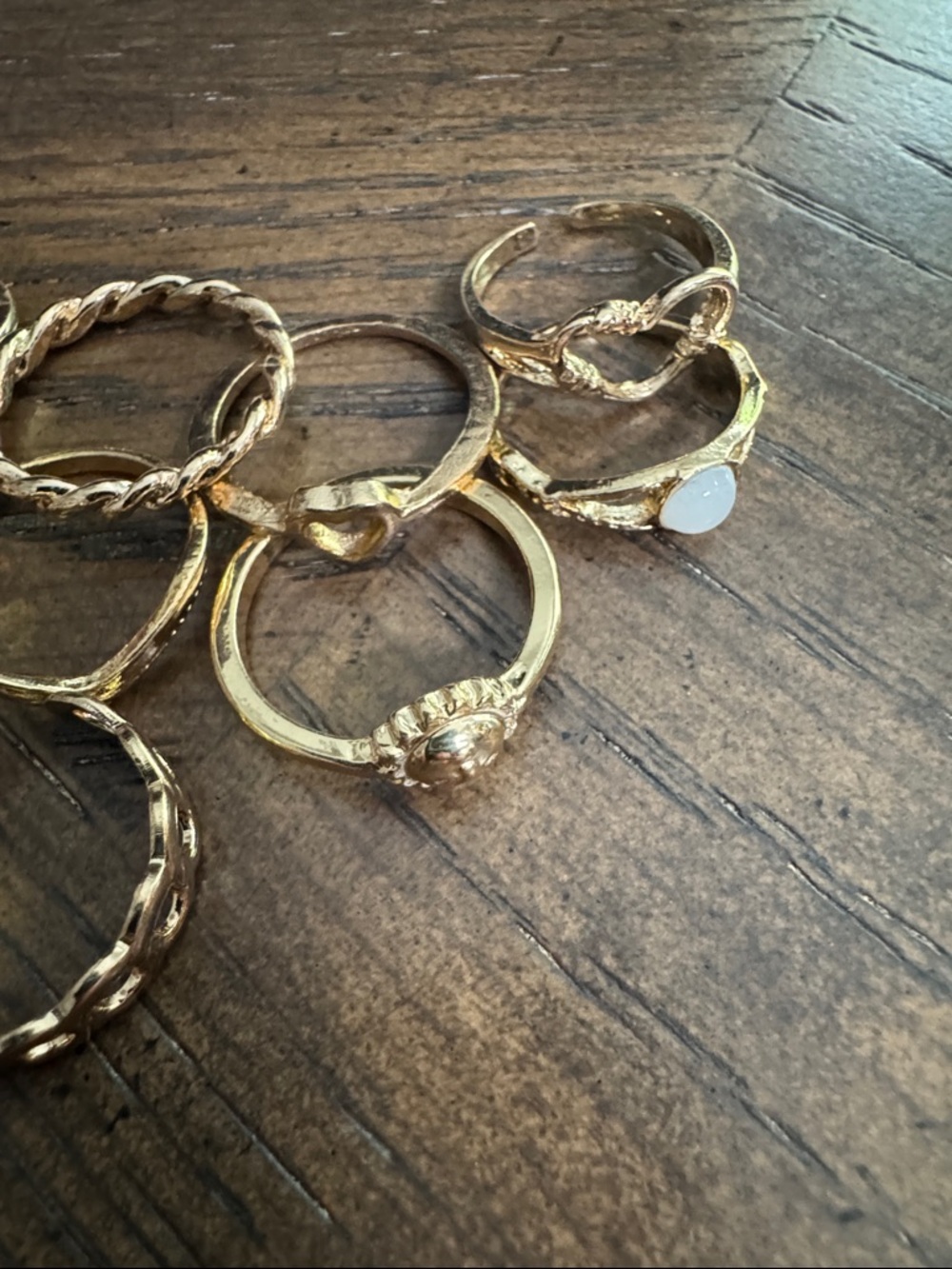 Stackable Women's Ring Set of 14 Gold-Tone - Picture 2 of 3